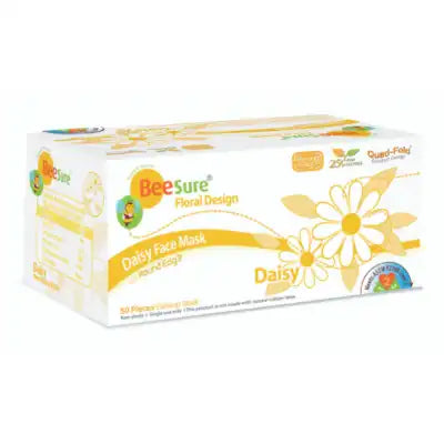 BeeSure Earloop Masks Daisy Floral Yellow 50/Bx ASTM 2