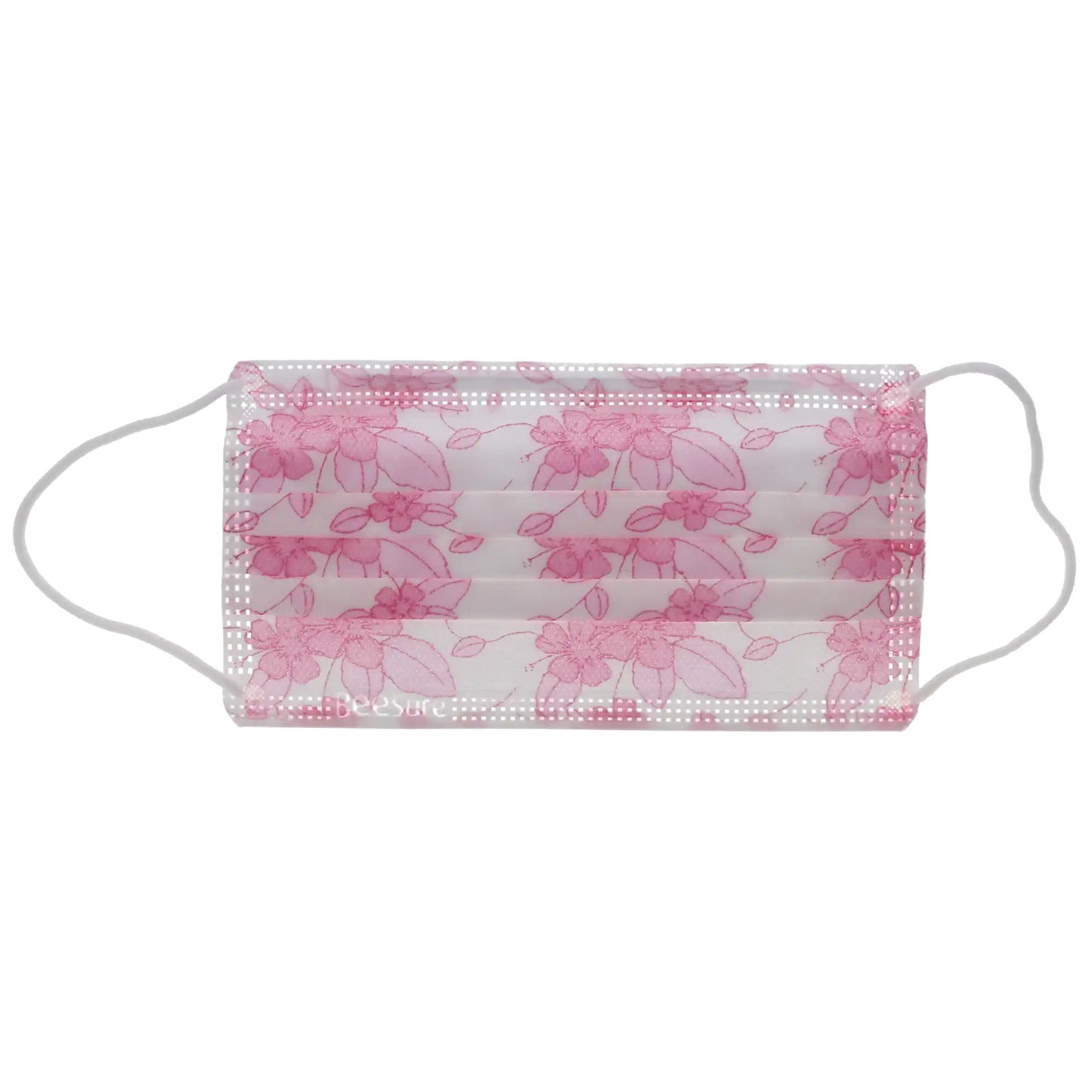 Cranberry - BeeSure Earloop Masks Hibiscus Floral Pink 50/Bx ASTM 2