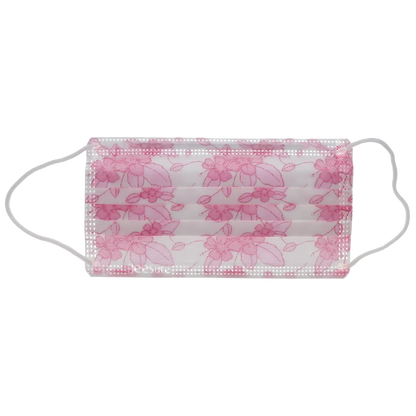 Cranberry - BeeSure Earloop Masks Hibiscus Floral Pink 50/Bx ASTM 2