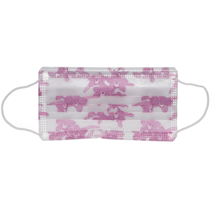 Cranberry - BeeSure Earloop Masks Orchid Floral Lavender 50/Bx ASTM 2