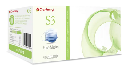 Cranberry S3 Ace Face Masks Pink 50/Bx ASTM 2