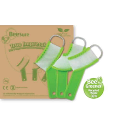 BeeSure True Impression 3 in 1 Trays, Sideless, Shape, Green (Pack of 36)