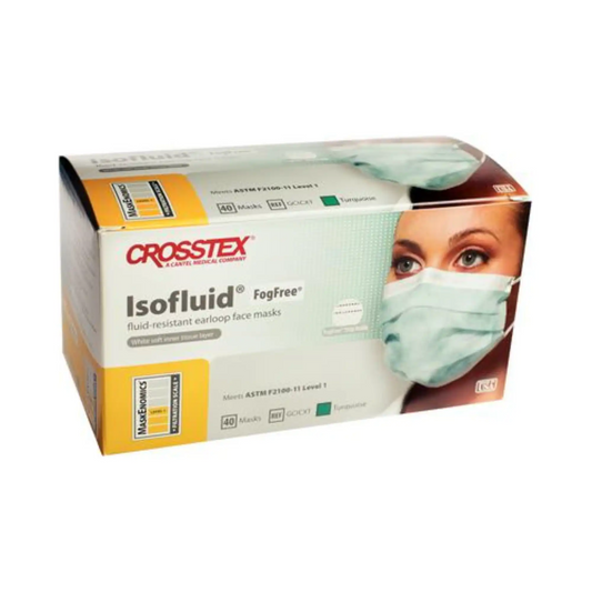 Crosstex - Isofluid FogFree Earloop Mask 40/Bx Turquoise - Level-1