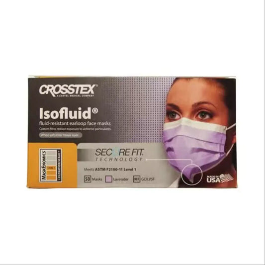 Crosstex - SecureFit Isofluid Earloop Mask Lavender 50/Bx - ASTM 1