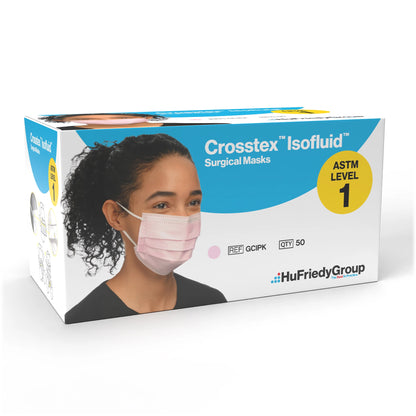 Crosstex - SecureFit Isofluid Earloop Mask Pink 50/Bx ASTM 1