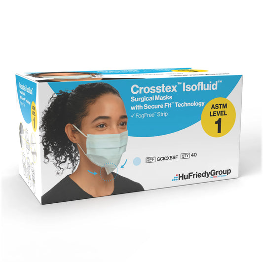 Crosstex - SecureFit Isofluid Fog Free Blue Mask 40/Bx ASTM 1
