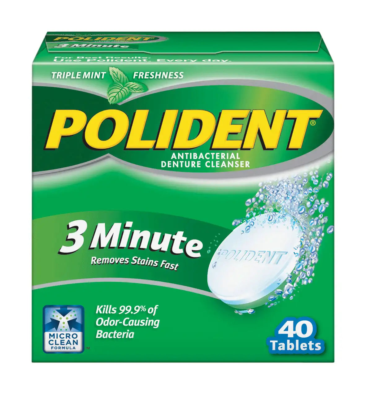 Polident? 3-Minute Antibacterial Cleanser, 40 tablets/box, 6 boxes/pkg, 2 pkg/cs (12 -40ct boxes total)  **Discontinued, see GLA-209005