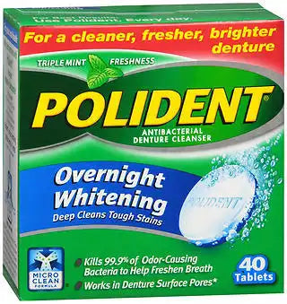Polident? Overnight Whitening Antibacterial Cleanser, 40 tablets/box, 6 boxes/pkg, 2 pkg/cs  **Discontinued, see GLA-208941