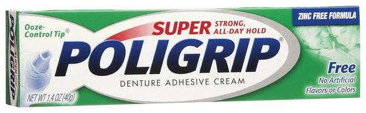 Super Poligrip? Free Denture Adhesive Cream Travel Size, 0.75 oz. tube, 12/pkg, 4 pkg/cs (48 tubes total)