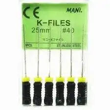 Stainless Steel K-File with Plastic Handle & Endo Stop, 25 mm, 0.02 Taper, # 40, Black, 6/Pk, MK2540