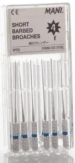 Mani - Short Barbed Broaches #4 Fine 6/Pk