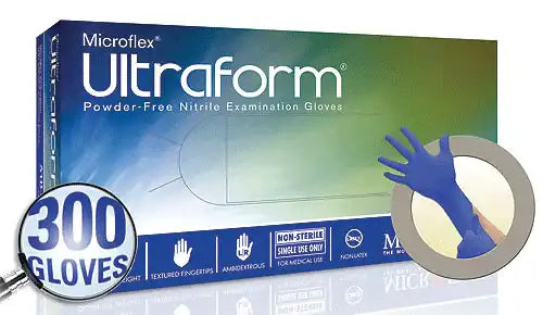 Microflex - Ultraform Cobalt Blue Nitrile Gloves Large 300/Box