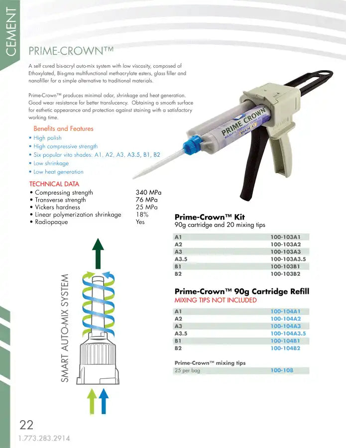 Prime-Dent - Prime Crown Refill 90gm **No Tips** B1