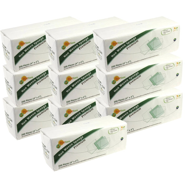 BeeSure Premium Non-Woven Sponge NS 50gm (Premium) 4x4 2000/Pk. 4-ply rayon