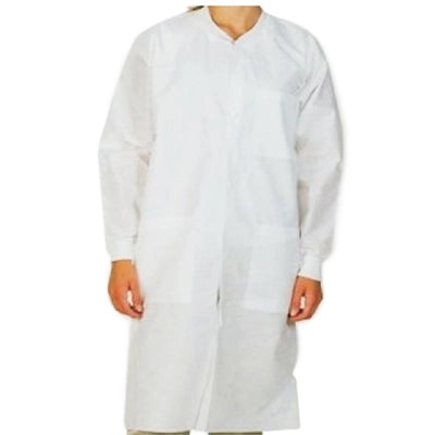 ValuMax - Extra-Safe Lab Coats - White Large 10/Pk. Knee-Length, Light-Weight